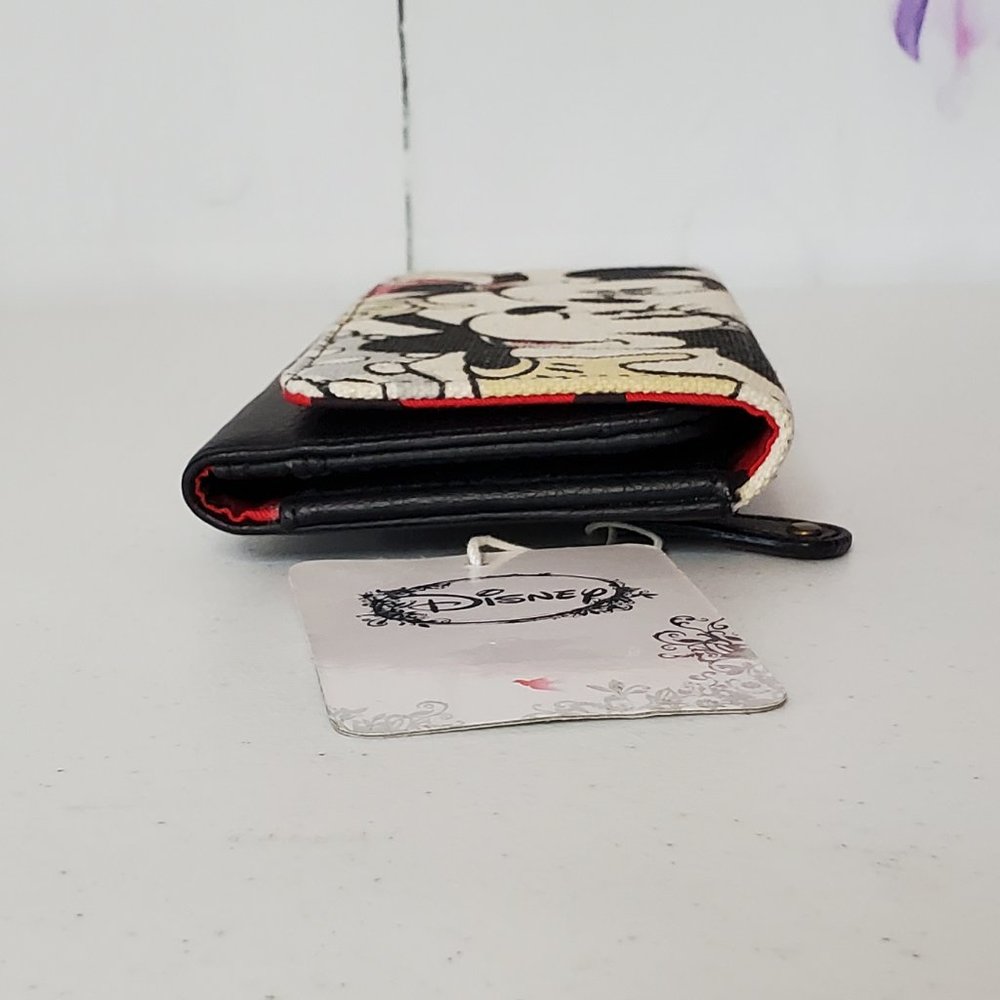 *SOLD* Disney Loungefly Mickey & Minnie Mouse Canvas Leather Trifold Wallet - Picture 9 of 10